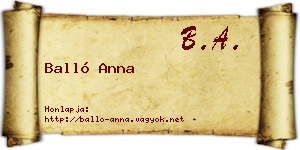Balló Anna névjegykártya