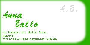 anna ballo business card