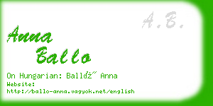 anna ballo business card